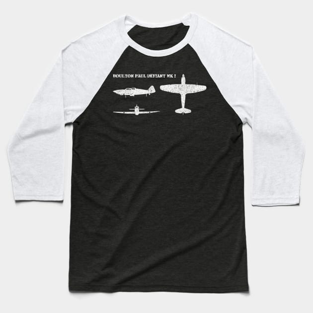 Boulton Paul Defiant World War II Aircraft Plane Baseball T-Shirt by Battlefields